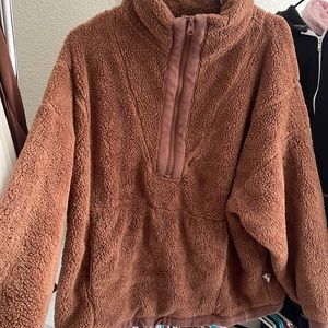 Brown joylqb jacket with front pocket